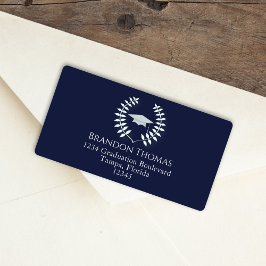 Moderne Afstuderen Klassieke marineboot blauw Etiket