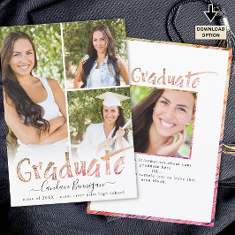 Moderne Afstuderen kleurrijke penseelstreek 4 foto Aankondiging