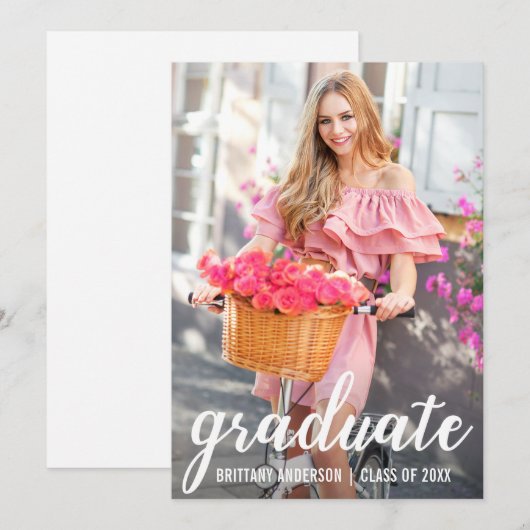 Moderne  Afstuderen kondiging fotokaart Aankondiging (Voorkant / Achterkant)