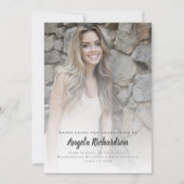 Moderne Afstuderen Koolstofscript Typografie Foto Aankondiging (Voorkant)