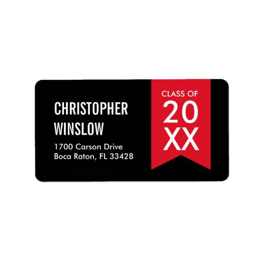 Moderne Afstuderen labels - rood (Voorkant)