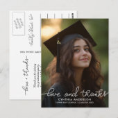Moderne Afstuderen liefde en Bedankt script foto Briefkaart (Voorkant / Achterkant)