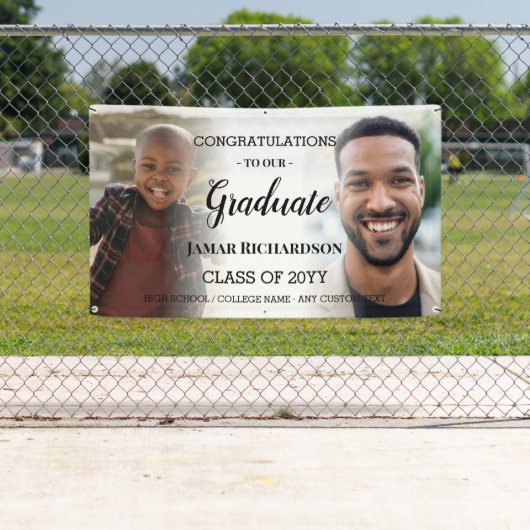 Moderne Afstuderen Mannen Foto Collage Persoonlijk Spandoek (Insitu)