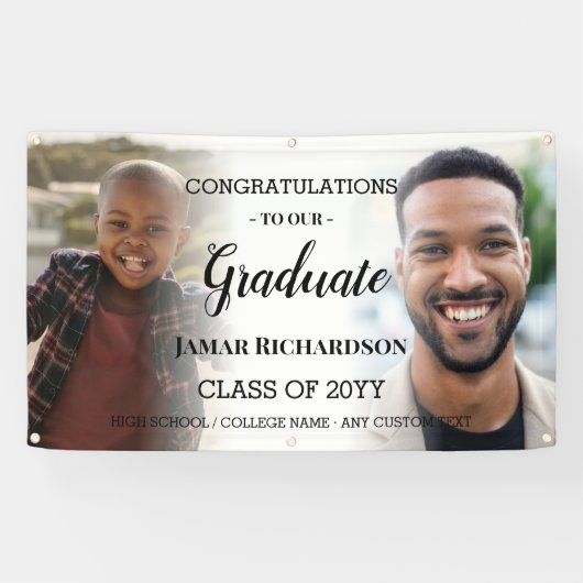 Moderne Afstuderen Mannen Foto Collage Persoonlijk Spandoek (Horizontaal)