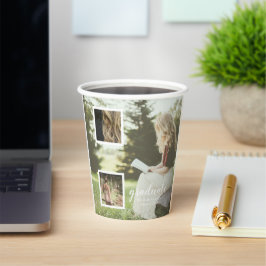 Moderne afstuderen met 3 foto's papieren bekers
