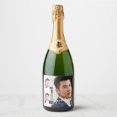 Moderne afstuderen met 3 foto's sparkling wijnetiket (Voorkant)