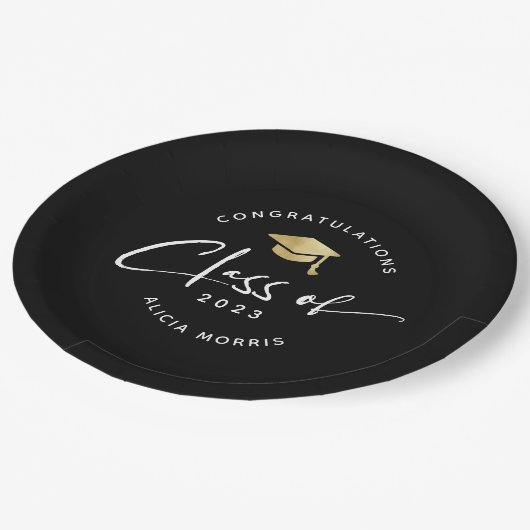 Moderne Afstuderen met aangepaste naam Trendy Scri Papieren Bordje (Gekanteld)