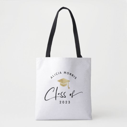 Moderne Afstuderen met aangepaste naam Trendy Scri Tote Bag (Voorkant)