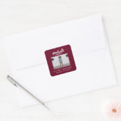 Moderne afstuderen met foto-burgundy vierkante sticker (Envelop)