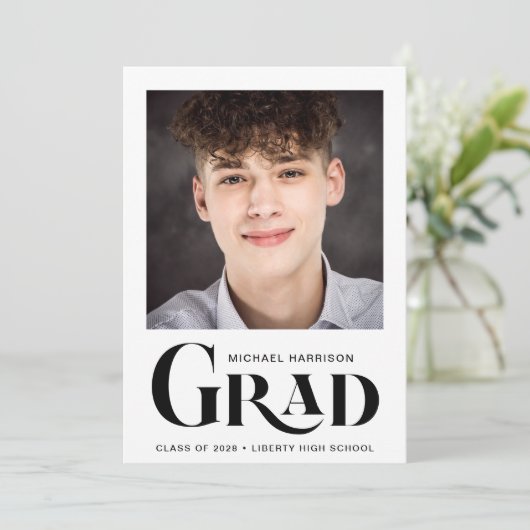 Moderne Afstuderen met gebold fototype Aankondiging (Staand voorkant)