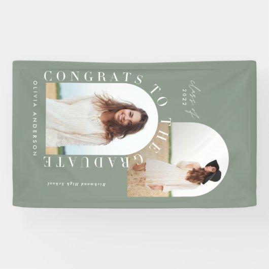 Moderne afstuderen met twee fotoboogstralen spandoek (Horizontaal)