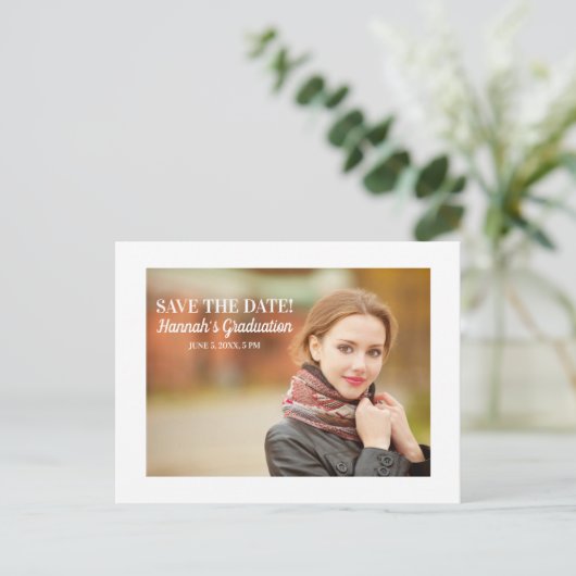 Moderne Afstuderen met wit sparen Datum Landschap Briefkaart (Staand voorkant)