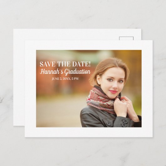 Moderne Afstuderen met wit sparen Datum Landschap Briefkaart (Voorkant / Achterkant)