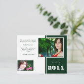 Moderne Afstuderen met witte en groene quad Aankondiging (Staand voorkant)