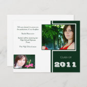 Moderne Afstuderen met witte en groene quad Aankondiging (Voorkant / Achterkant)