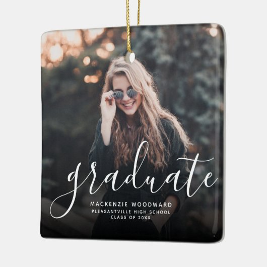 Moderne Afstuderen met witte handschriftenfoto Keramisch Ornament (Links)