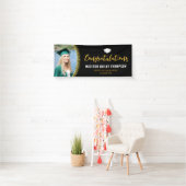 Moderne Afstuderen met zwart en goudglitter Foto Spandoek (Insitu)