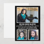 Moderne Afstuderen met zwarte en witte drie foto's Kaart (Voorkant / Achterkant)