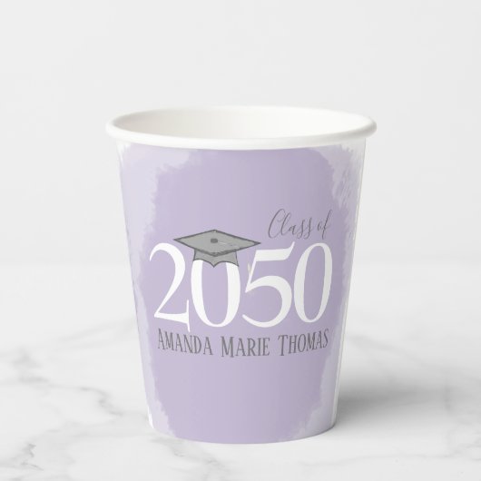 Moderne Afstuderen minimalistisch Mortarboard Paar Papieren Bekers (Achterkant)