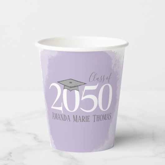 Moderne Afstuderen minimalistisch Mortarboard Paar Papieren Bekers (Voorkant)