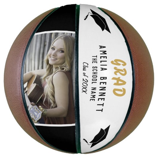 Moderne Afstuderen naam/Afstudeerder Afstuderen Fo Basketbal (Verticaal)