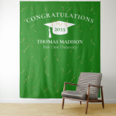 Moderne Afstuderen Nep-confetti Groen/Wit Wandkleed (In situ)