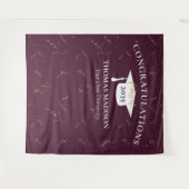 Moderne Afstuderen Nep-confetti Maroon/Wit Wandkleed (Voorkant (horizontaal))