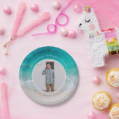 Moderne afstuderen oceaan strand moderne fotoreis papieren bordje (Feest)