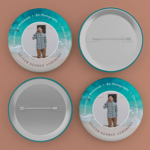 Moderne afstuderen oceaan strand moderne fotoreis ronde button 3,2 cm