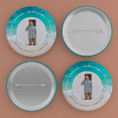 Moderne afstuderen oceaan strand moderne fotoreis ronde button 3,2 cm