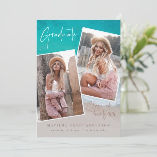 Moderne afstuderen oceaanstrand met meerdere foto' (Staand voorkant)