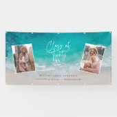 Moderne afstuderen oceaanstrand met meerdere foto' spandoek (Horizontaal)