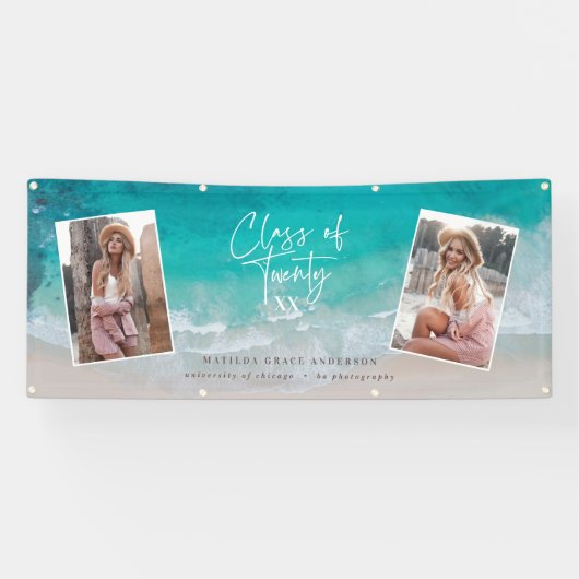 Moderne afstuderen oceaanstrand, modern b spandoek (Horizontaal)