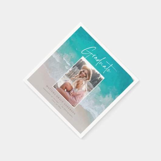 Moderne afstuderen-oceaanstrandscript servet (Hoek)