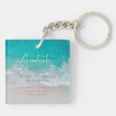 Moderne afstuderen-oceaanstrandscript sleutelhanger (Achterkant)