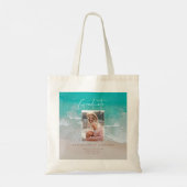 Moderne afstuderen-oceaanstrandscript tote bag (Achterkant)