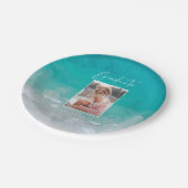 Moderne afstuderen-oceaanstrandscript voor foto's  papieren bordje (Gekanteld)