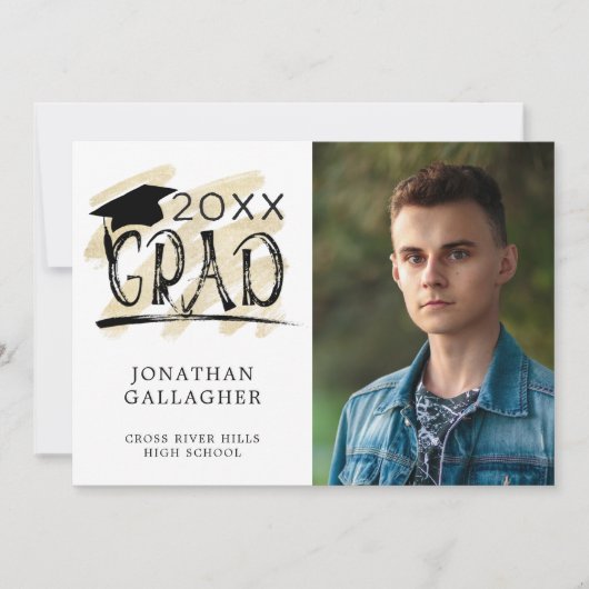 Moderne Afstuderen penseel Afstudeerder 2 Foto's Aankondiging (Voorkant)