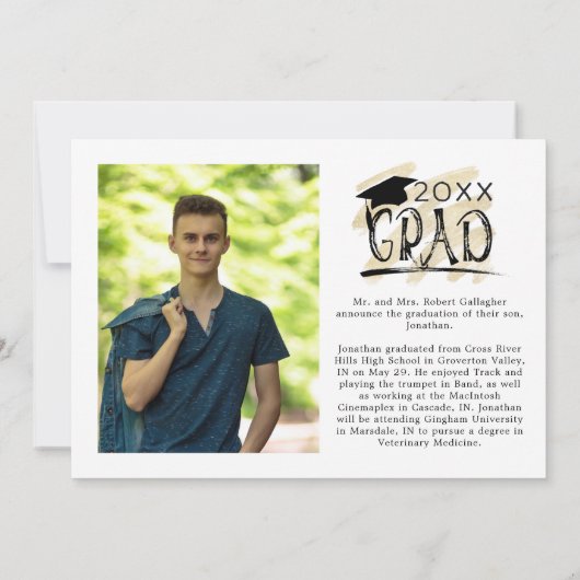 Moderne Afstuderen penseel Afstudeerder 2 Foto's Aankondiging (Achterkant)