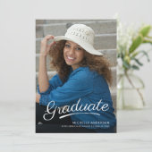 Moderne Afstuderen Penseel Script Photo Party nodi Kaart (Staand voorkant)