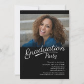 Moderne Afstuderen Penseel Script Photo Party nodi Kaart (Achterkant)