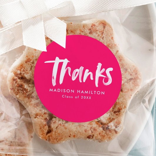 Moderne Afstuderen Penseel script warm roze Ronde Sticker