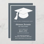 Moderne Afstuderen Pet Blue Graduation Party Kaart (Voorkant / Achterkant)