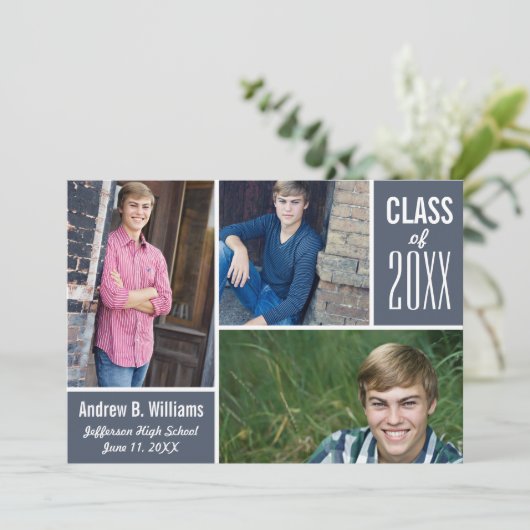 Moderne Afstuderen Photo Collage Class of 20XX Kaart (Staand voorkant)
