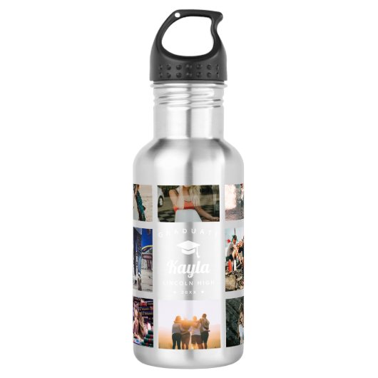 Moderne Afstuderen Photo Collage Instagram Cool Re Waterfles (Voorkant)