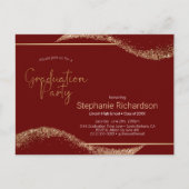 Moderne Afstuderen Red Gold Glitter Briefkaart (Voorkant)