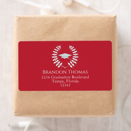 Moderne Afstuderen Return Address Cardinaal Red Etiket (Insitu)