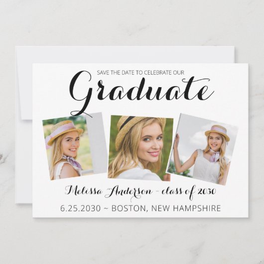 Moderne Afstuderen sparen de Datum Afstuderen 3 Fo Aankondiging (Voorkant)