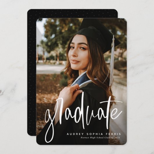 Moderne, afstuderen, stijlvolle afstuderen aankond (Voorkant / Achterkant)