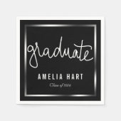 Moderne Afstuderen typografie Chic Black Servet (Voorkant)